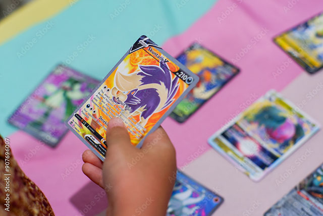 Kids playing with Pokémon cards